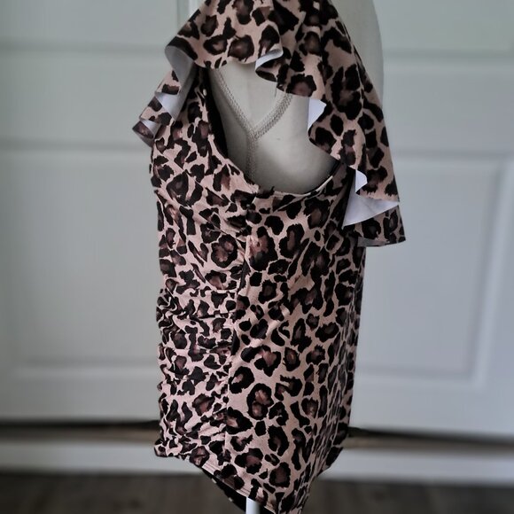 Aqua Eve Plus Size One Piece One Shoulder Ruffle Tummy Control 22W NWT - Picture 4 of 10